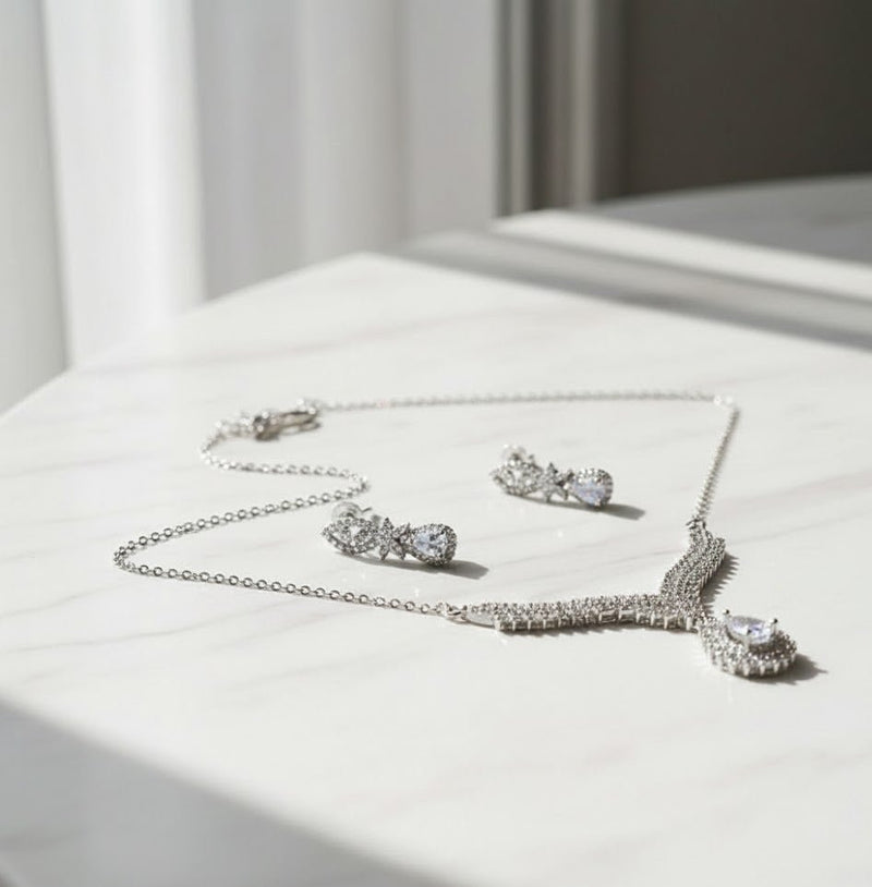 Elite V-Shape Sparkle Necklace Set for Women