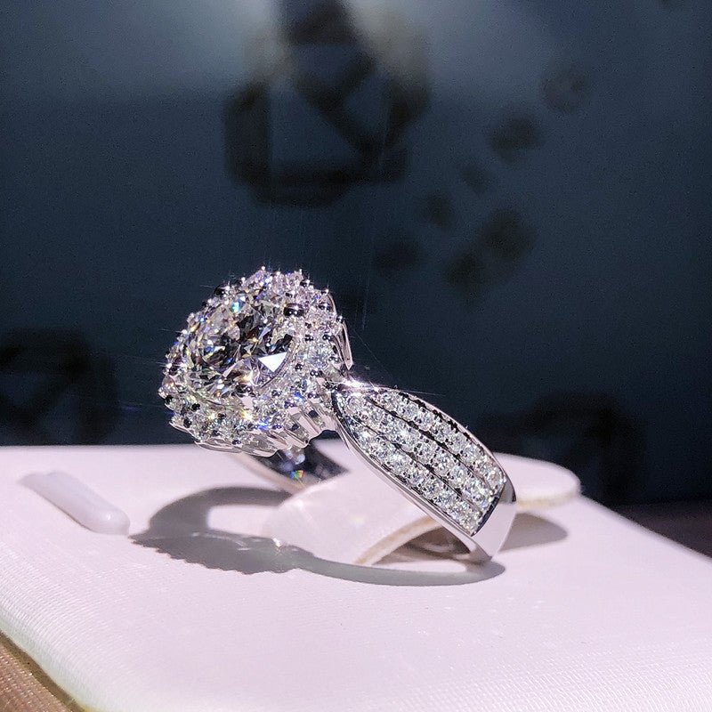 Three Row Crystal Open Ring