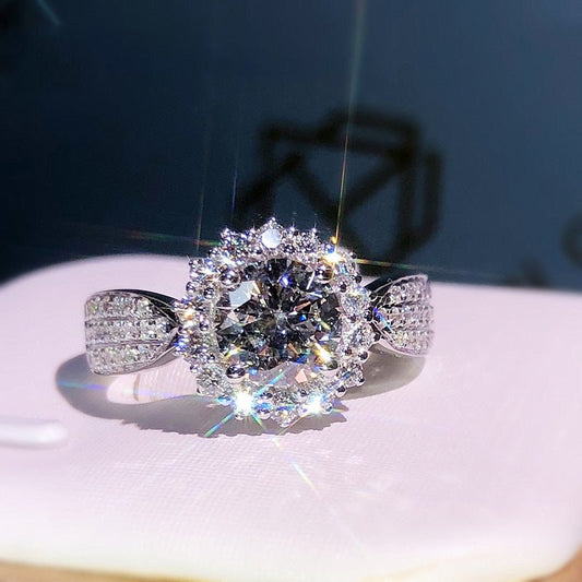 Three Row Crystal Open Ring