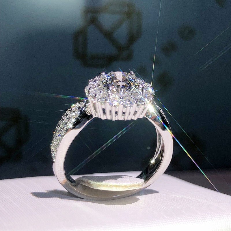 Three Row Crystal Open Ring