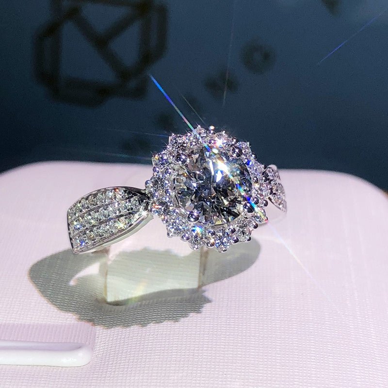 Three Row Crystal Open Ring