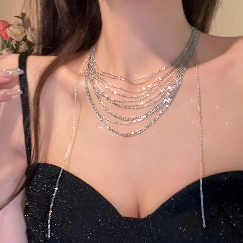 Shimmering Multi-Layer Tassel Necklace