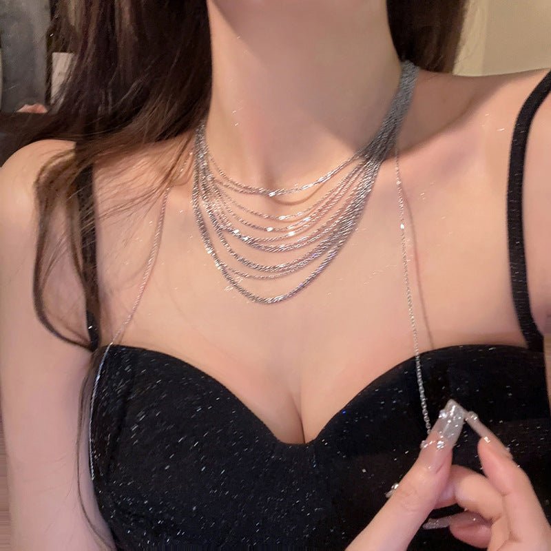 Shimmering Multi-Layer Tassel Necklace